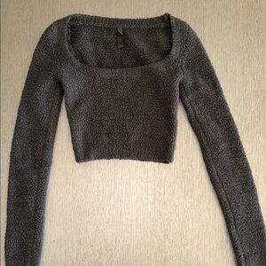 SKIMS Charcoal Scoop Neck Sweater
